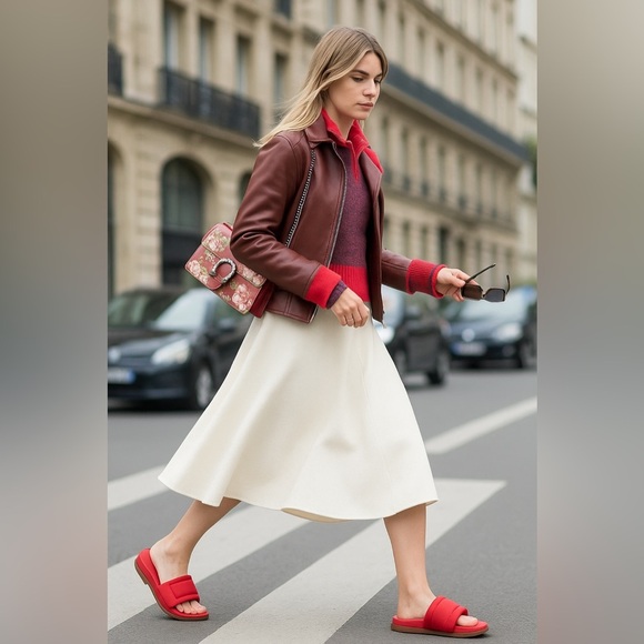 Olukai Sunbeam Slide Sandals Women’s Size 8 W Lehua Flower Red NWT - Picture 2 of 9